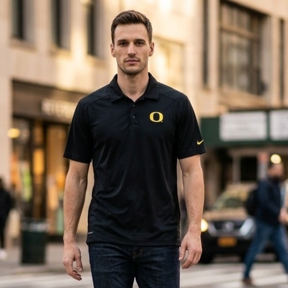 Nike Oregon Ducks Polo Shirt Black Dri-Fit Activewear Game Day Collegiate Mens M